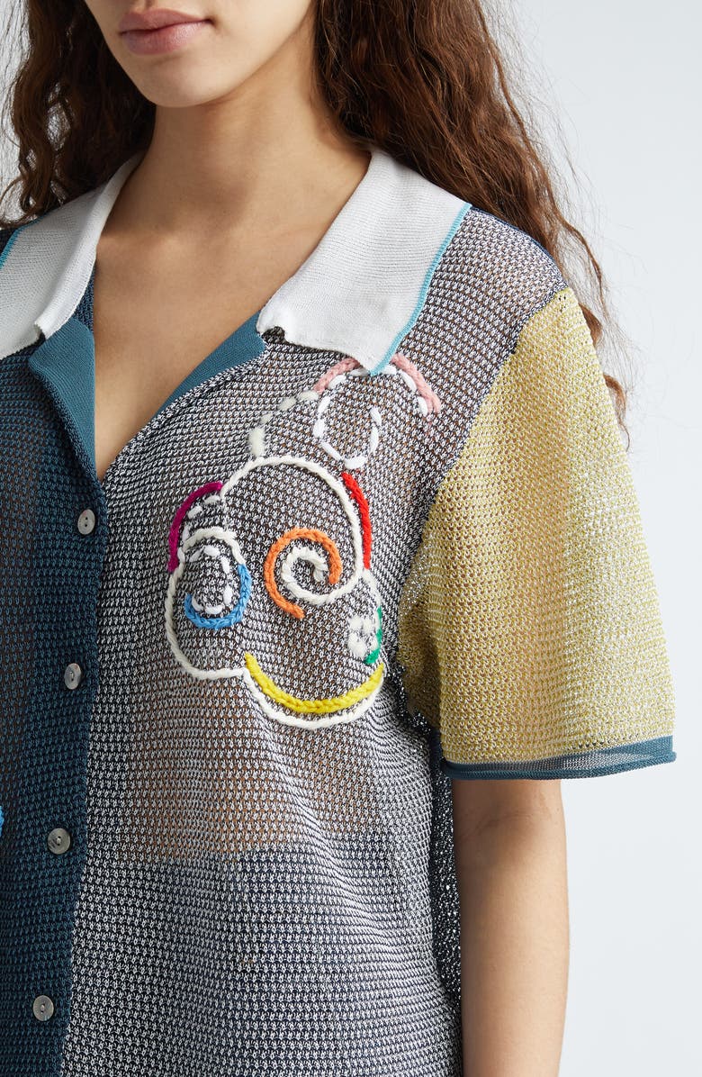 YanYan Netty Cloud Colorblock Organic Cotton Blend Button-Up Shirt, Alternate, color, 