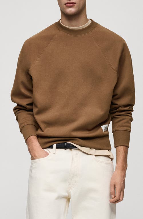 Mango Relaxed Fit Crewneck Sweatshirt In Medium Brown