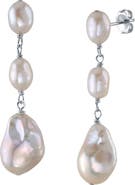 The Pearl Source Triple White Freshwater Baroque Pearl Glenn Earrings