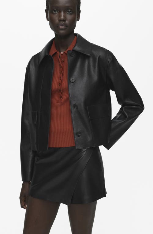 Mango Wrap Faux Leather Skort In Black