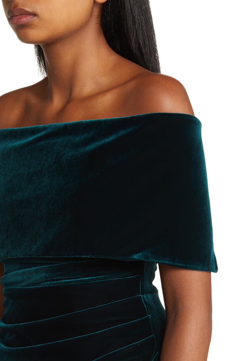 Vince Camuto Ruched Off the Shoulder Velvet Dress, Alternate, color,