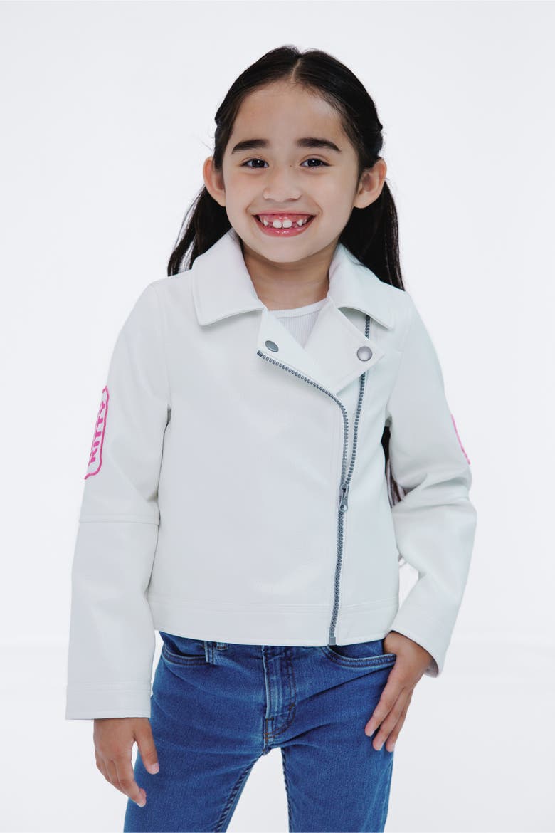 Zip-Up Leather Jacket, Alternate, color, Hello Kitty White