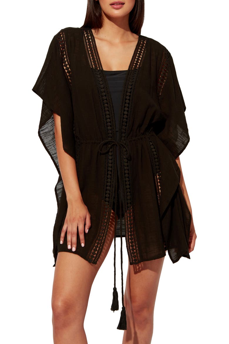 India Bazaar Cotton Caftan, Main, color, BLACK