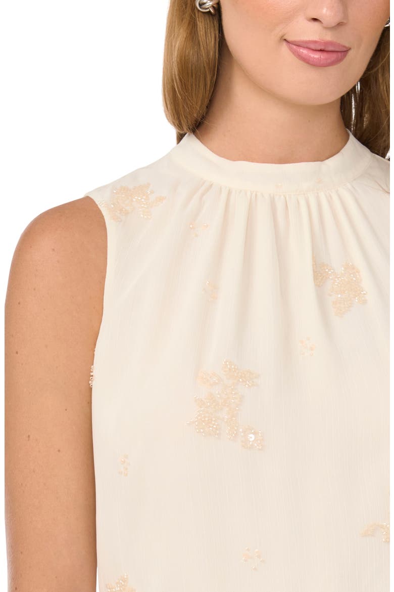 Beaded Sleeveless Mock Neck Blouse, Alternate, color, SAND DRIFT