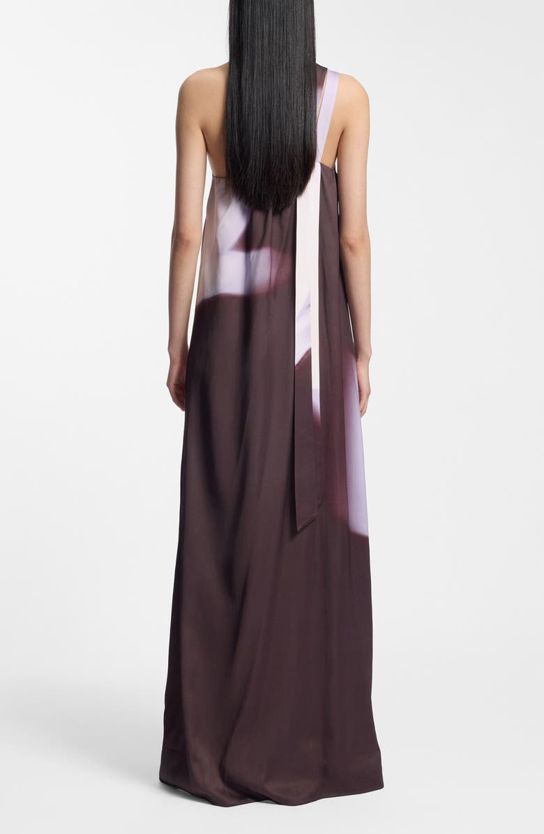 BOSS Dantea One-Shoulder Floral Print Gown, Alternate, color, Mocha Faded Flower