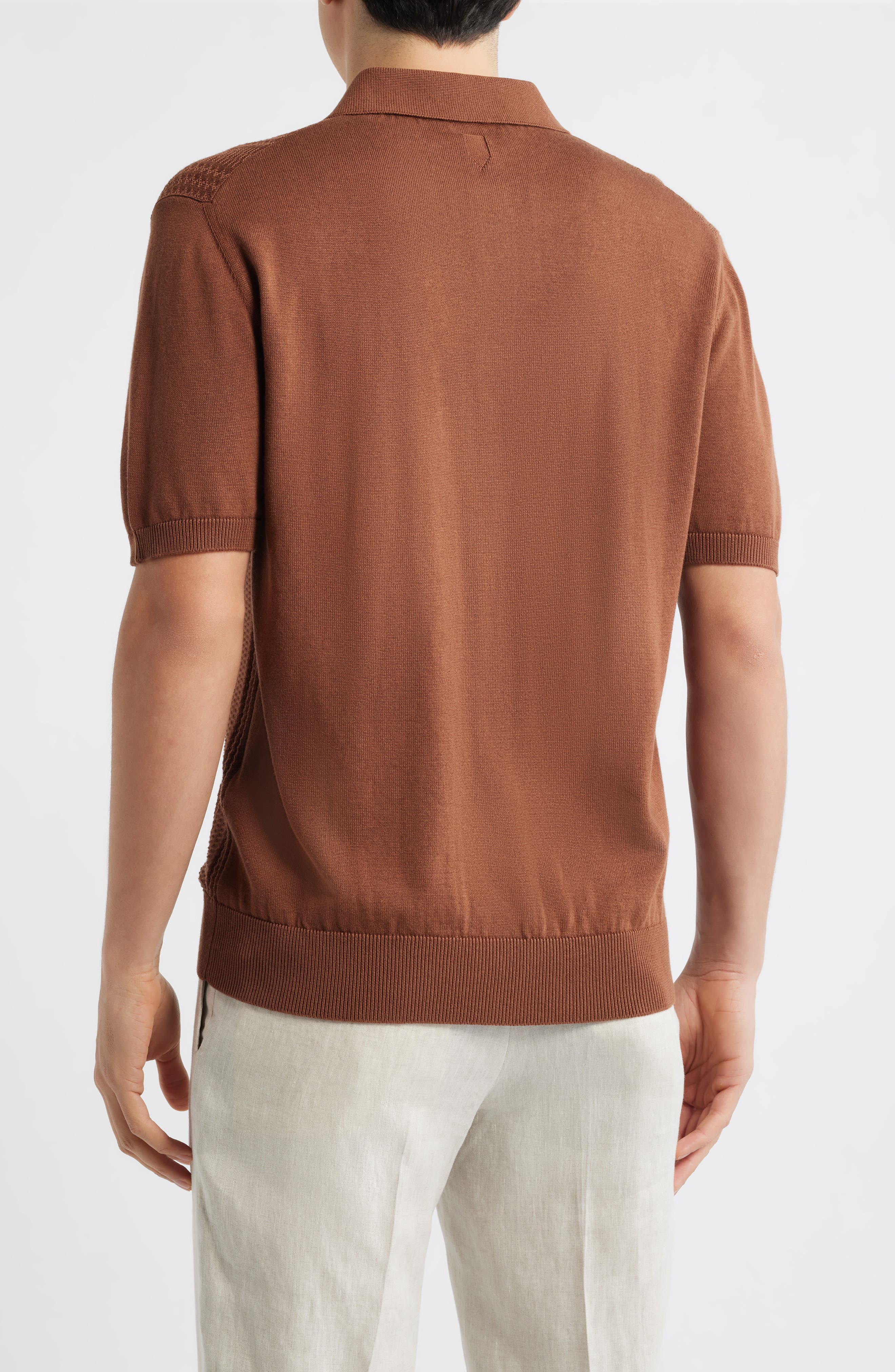 Ribbed Cotton Blend Polo Sweater - image 2