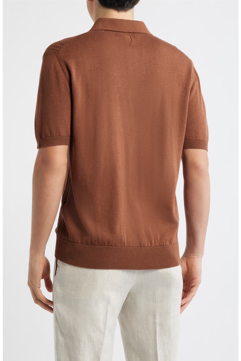 Ribbed Cotton Blend Polo Sweater, Alternate, color, LIGHT BROWN