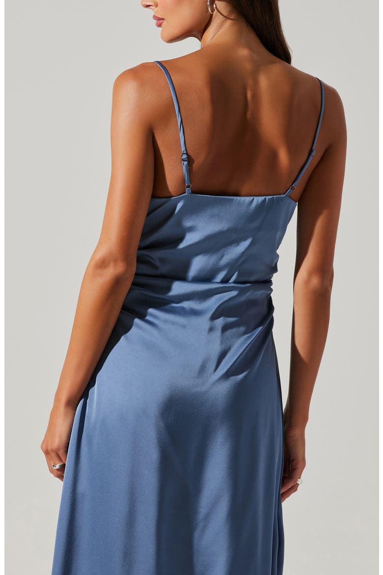 Mirie Asymmetric Satin Dress, Alternate, color, SLATE BLUE