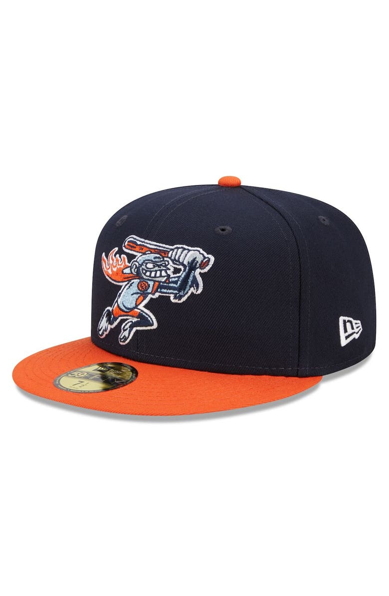 New Era Men's New Era Navy/Orange Bowling Green Hot Rods Marvel x Minor League 59FIFTY Fitted Hat, Alternate, color,