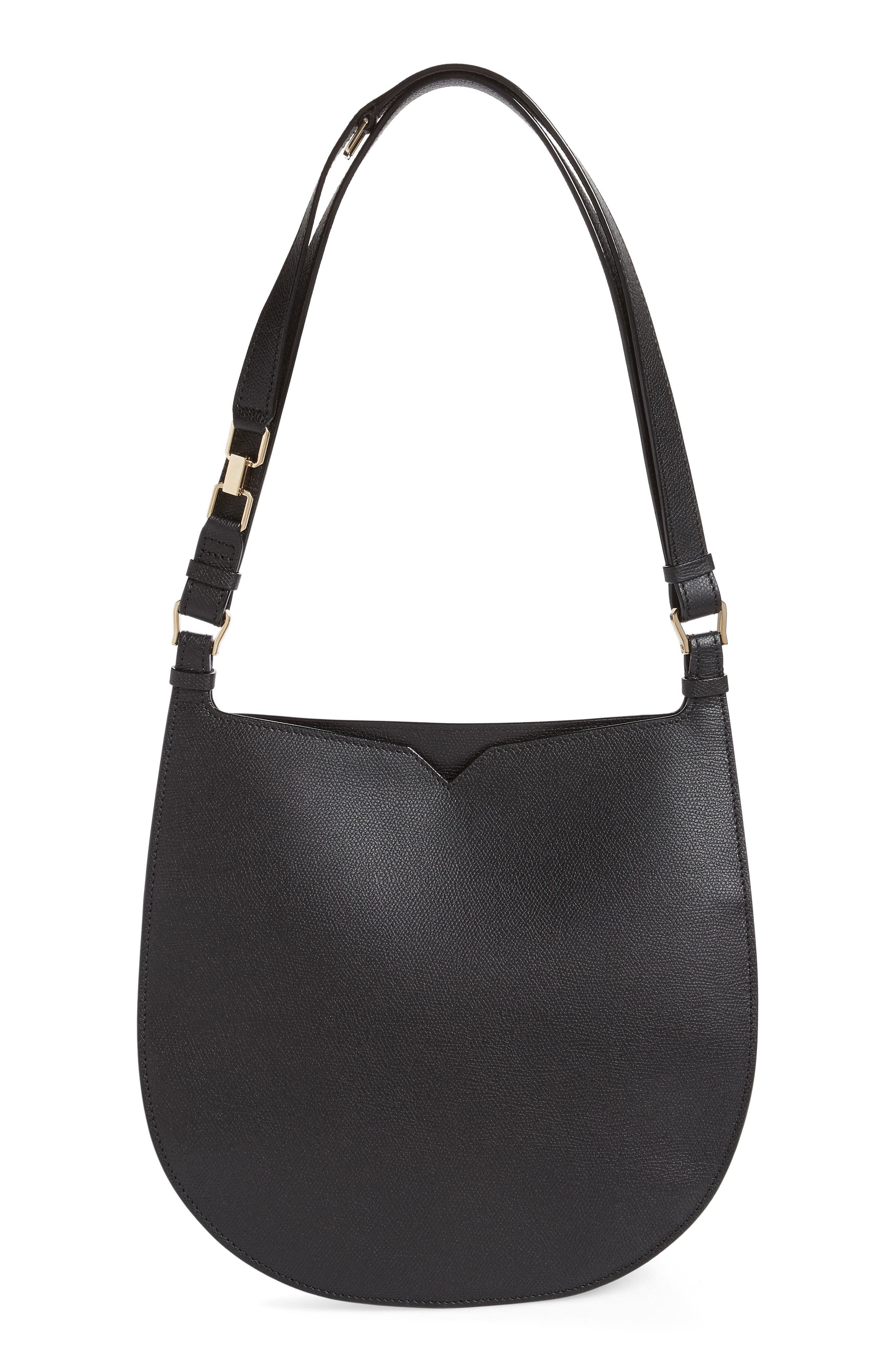Valextra Medium Weekend Leather Hobo, Main, color, 