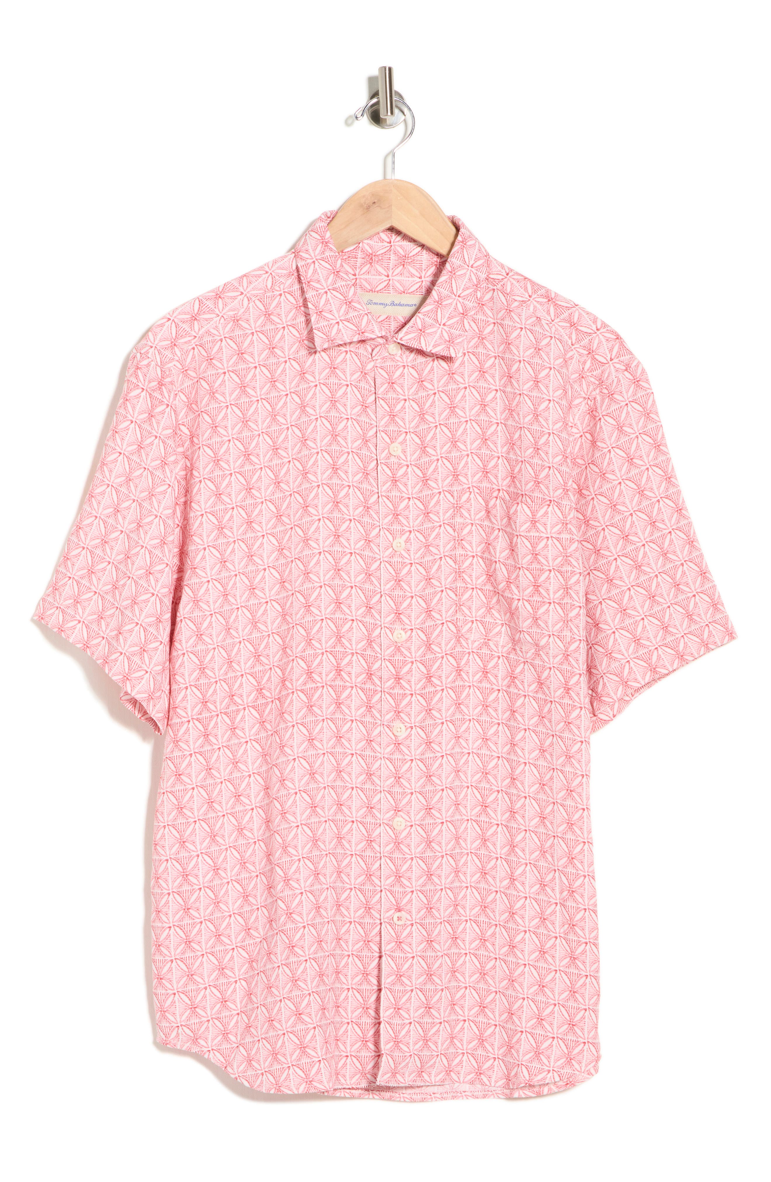 Wash of Watercolor Geo Print Short Sleeve Button-Up Shirt - image 2