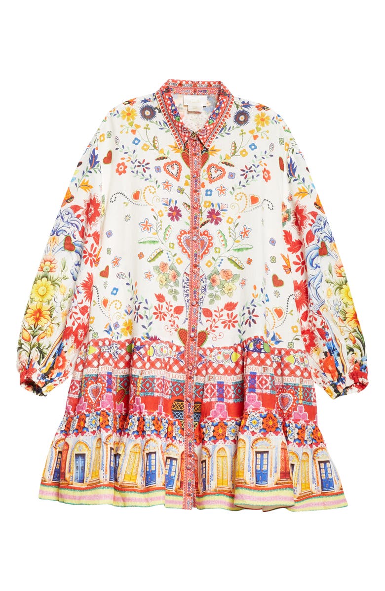 Camilla Tiered Long Sleeve Linen Shirtdress, Alternate, color, Faith Luck Justice