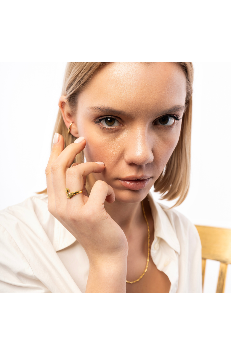 Spero London New Hug Ring With Hands Sterling Silver and Gold Plated, Alternate, color, Gold