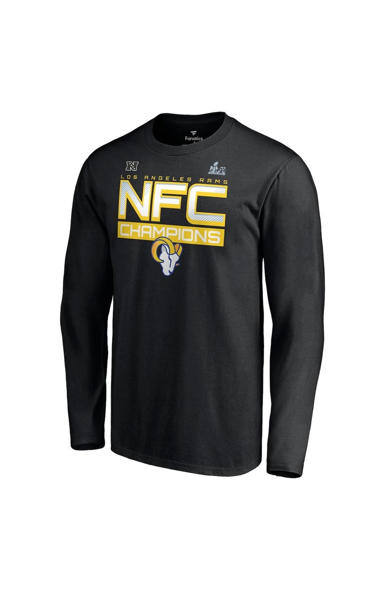FANATICS Men's Fanatics Branded Black Los Angeles Rams 2021 NFC Champions Iconic Slant Long Sleeve T-Shirt, Alternate, color, 
