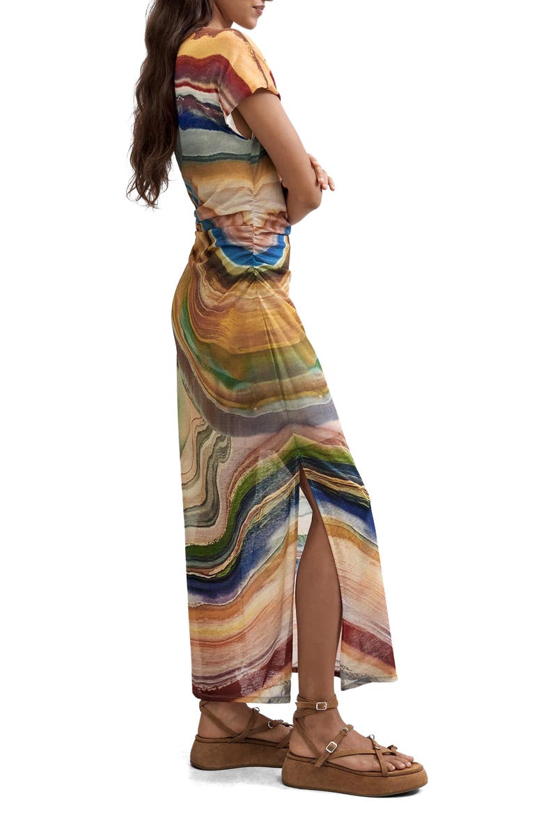 Ruched Cap Sleeve Dress, Alternate, color, MULTI