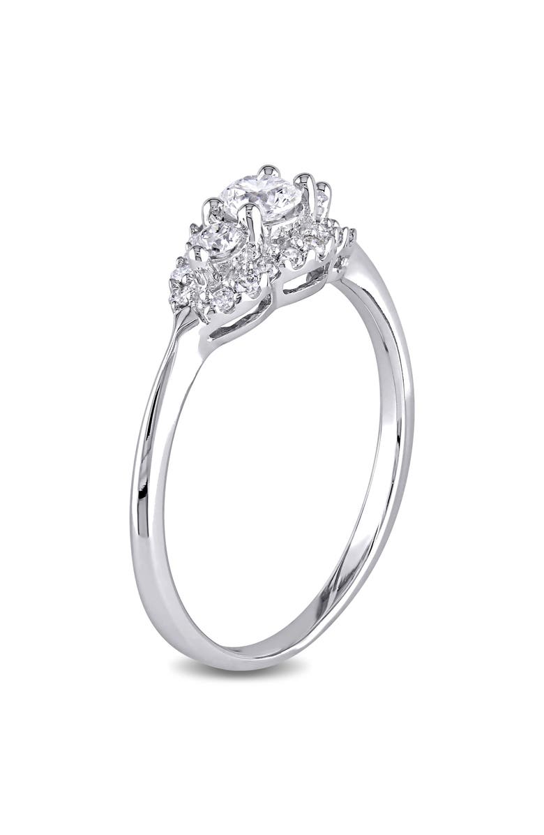 Julianna B. Diamond 3-Stone Halo Ring 14k, Alternate, color, 14K White Gold