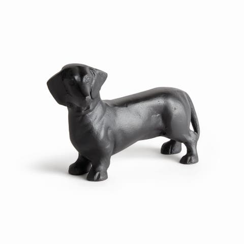 Loki Dog Black Cast Aluminum Decorative Figurine 6" x 8.5"