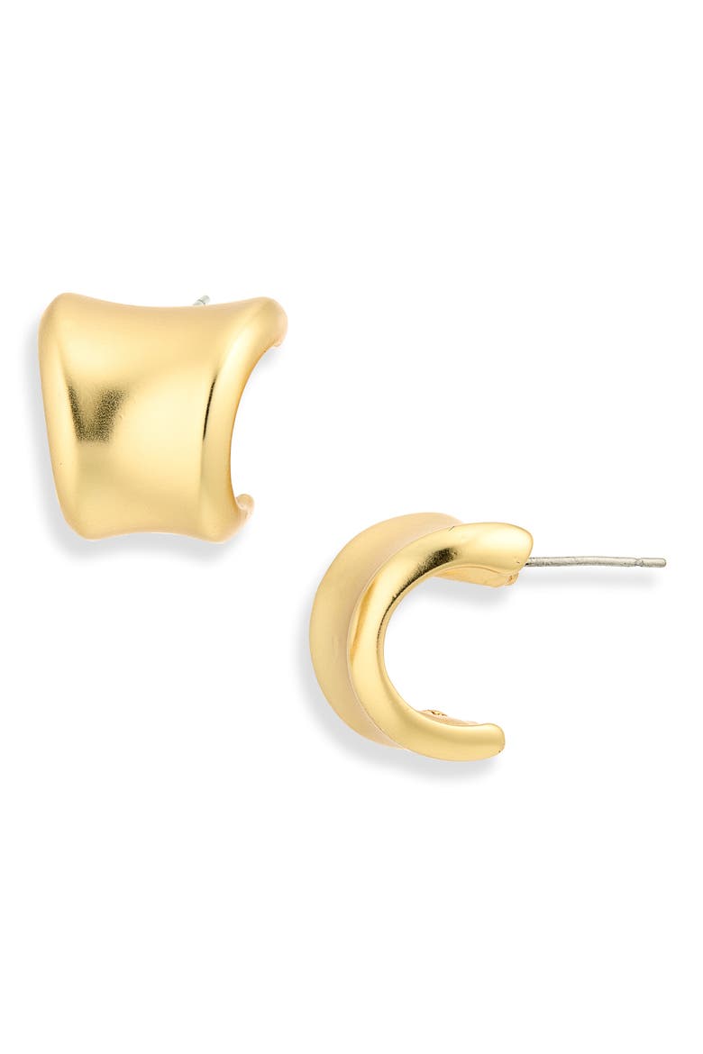 Double Edge Hoop Earrings, Main, color, GOLD