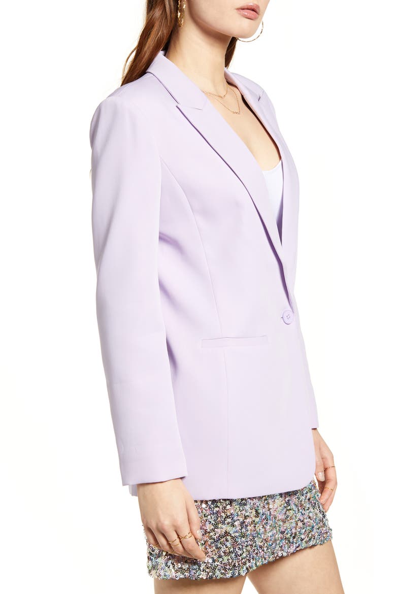 Tailored Single Button Blazer, Alternate, color, LILAC