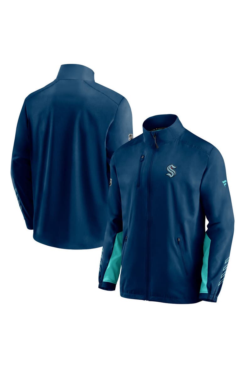 Men's Fanatics Branded Deep Sea Blue Seattle Kraken Authentic Pro Locker Room Rinkside Full-Zip Jacket, Main, color, Navy