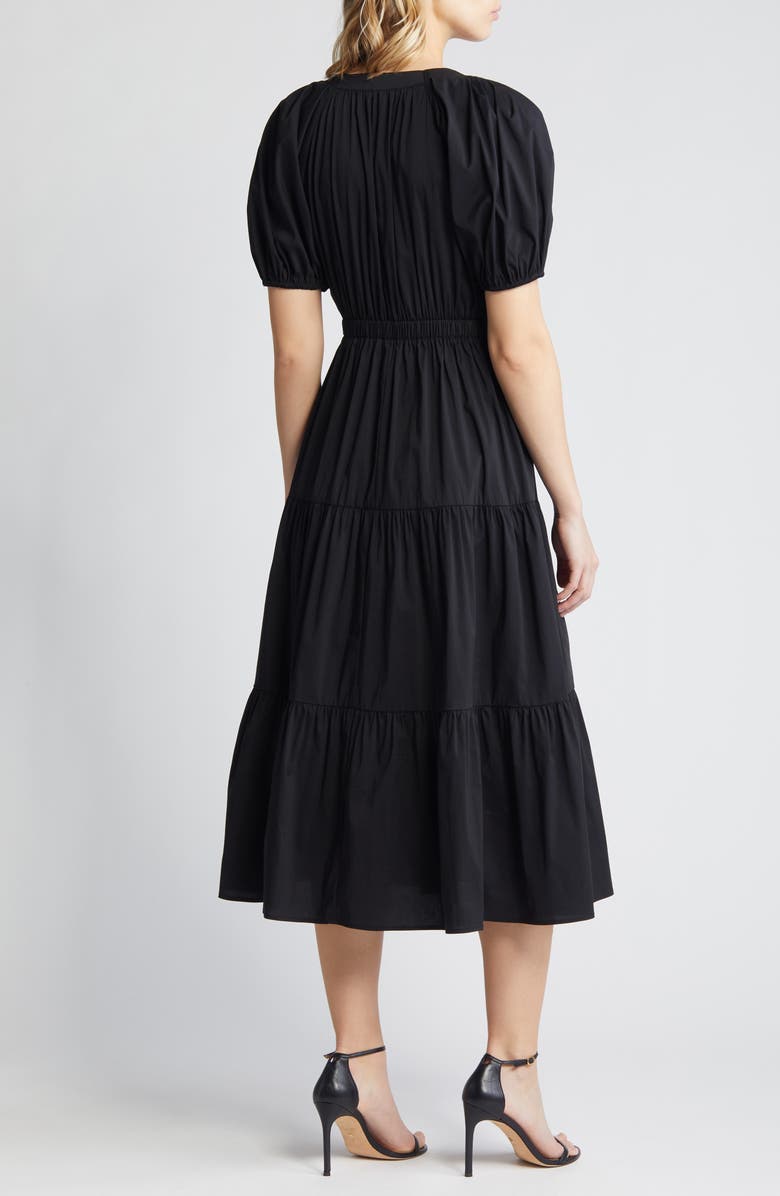 Anne Klein Tiered Puff Sleeve Midi Dress, Alternate, color,
