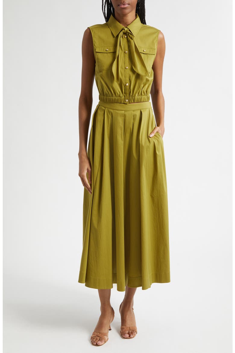 Lou Tie Cotton Blend Top, Alternate, color, DARK CARDAMOM