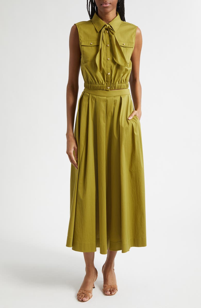 Cinq à Sept Lou Tie Cotton Blend Top, Alternate, color, Dark Cardamom