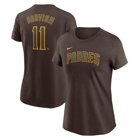 Women's Nike Yu Darvish Brown San Diego Padres Fuse Name & Number T-Shirt