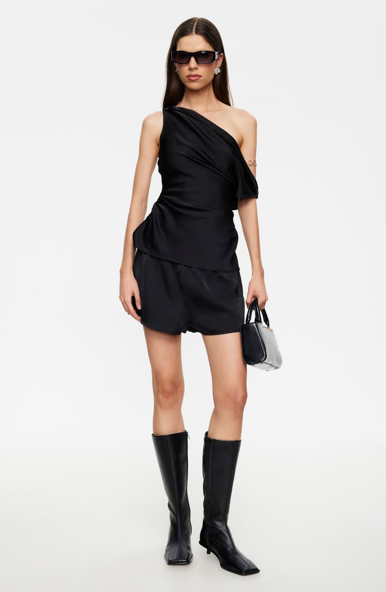 LIONESS Bare Satin Shorts, Alternate, color, Noir