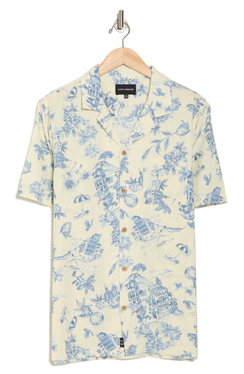 Lucky Brand Slubbed Camp Shirt, Alternate, color, Natural Multi Print