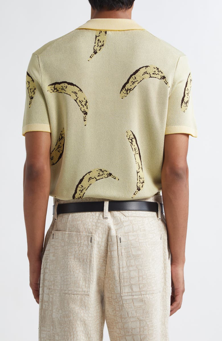 Jacquemus Le Polo Marino Jacquard Polo, Alternate, color, Banana Jacquard Yellow