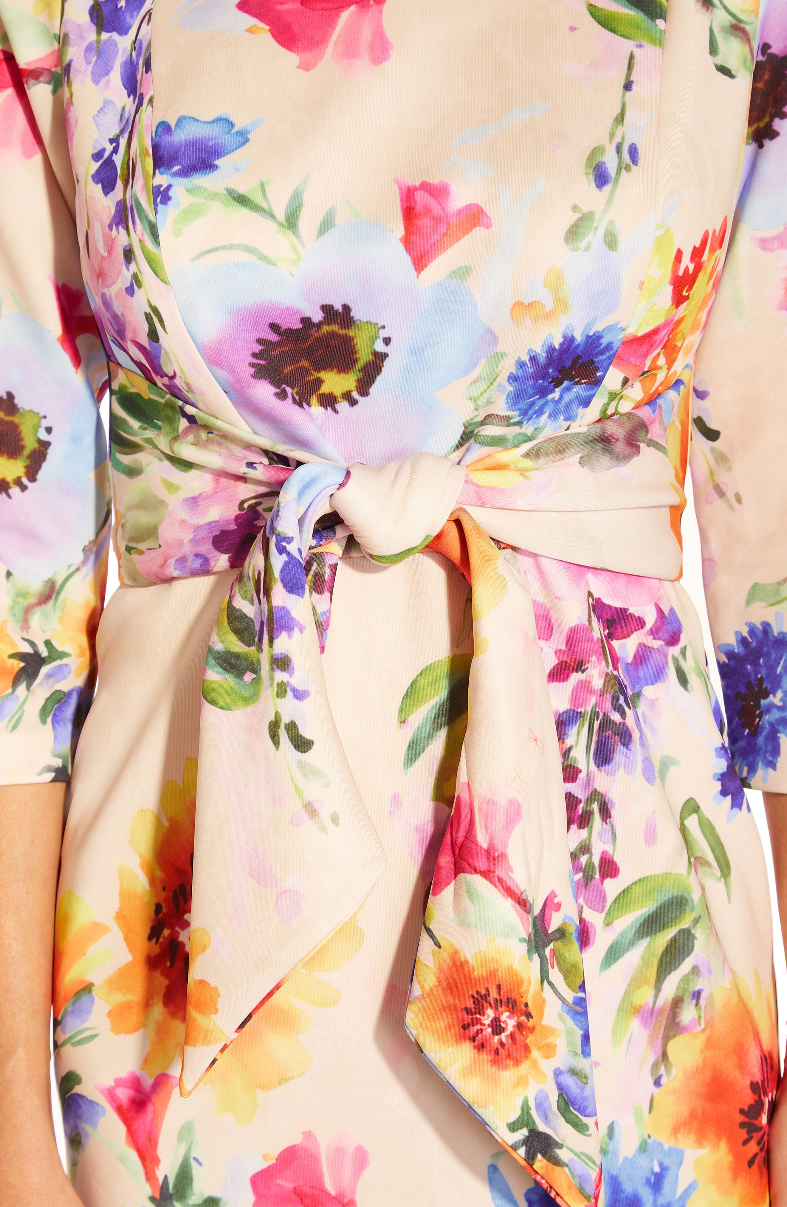 Adrianna Papell Floral Print Tie Front Dress (Women) | Nordstrom