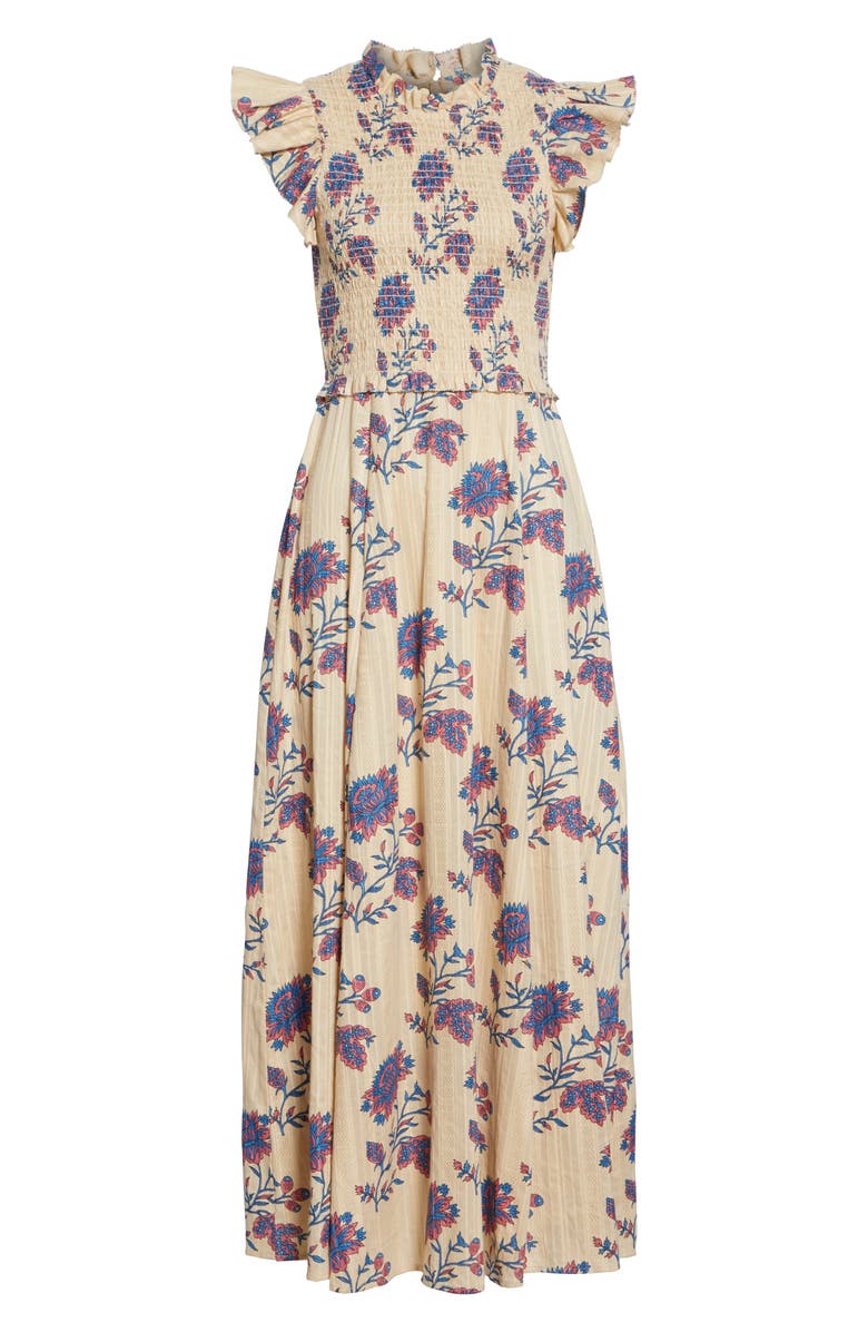 Sea Odette Floral Flutter Sleeve Midi Dress, Alternate, color, 