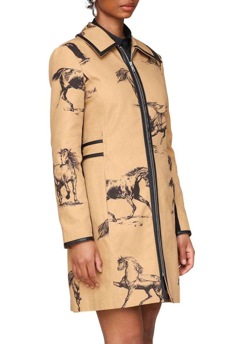 Western Print Zip Front Jacket, Alternate, color, CAMEL