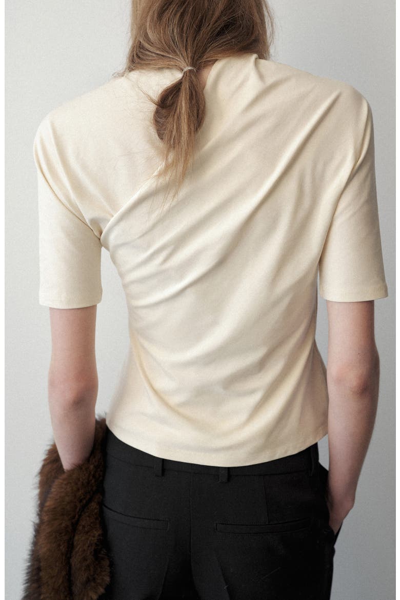 Fitted Wrap Effect Top, Alternate, color, ECRU