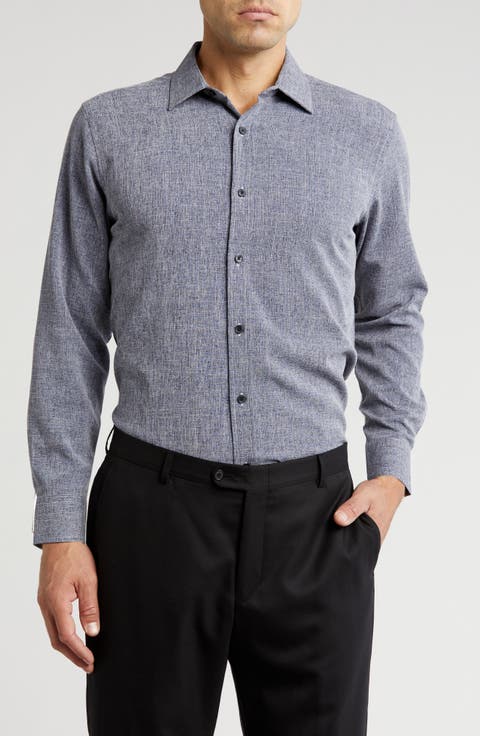 Textured Performance Button-Up Shirt