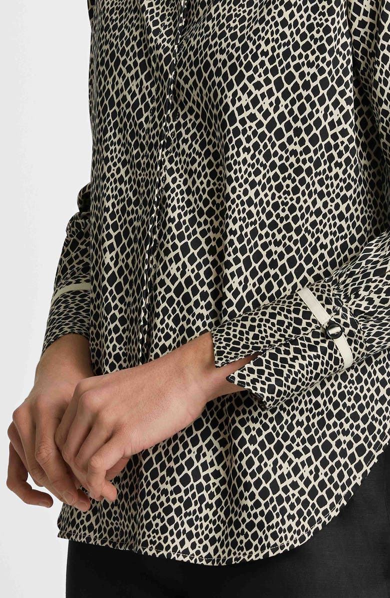 Foxcroft Iris Abstract Print Cotton Sateen Button-Up Shirt, Alternate, color, Black