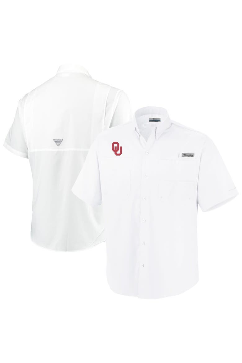 Men's Columbia White Oklahoma Sooners Big & Tall Collegiate Tamiami Button-Down Shirt, Alternate, color, White