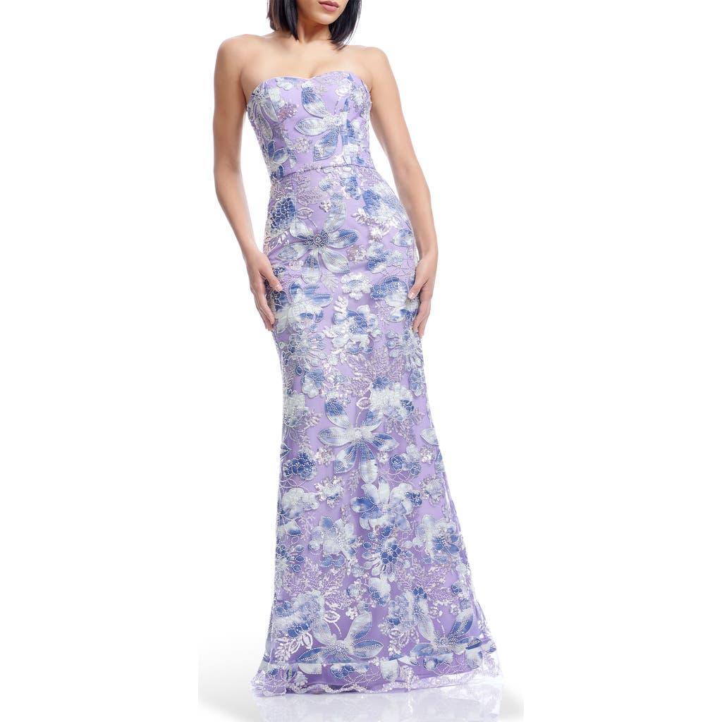 Dress The Population Sheridan Sequin Strapless Mermaid Gown In Lilac Multi