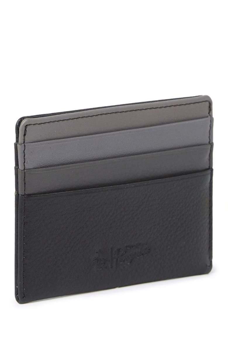 Original Penguin Ombre Leather Slim Card Case, Alternate, color, Blk