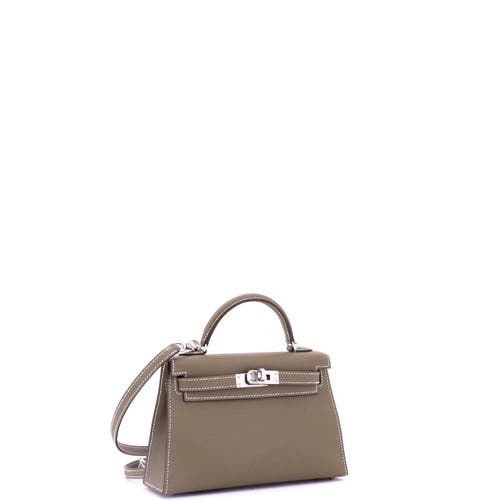 Pre-owned Hermes  Hermes Kelly Mini Ii Bag Grey Epsom With Palladium Hardware 20 In Brown