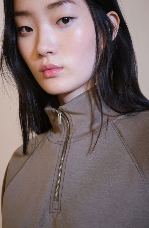 Shop Mango Half Zip Sweatshirt In Medium Brown