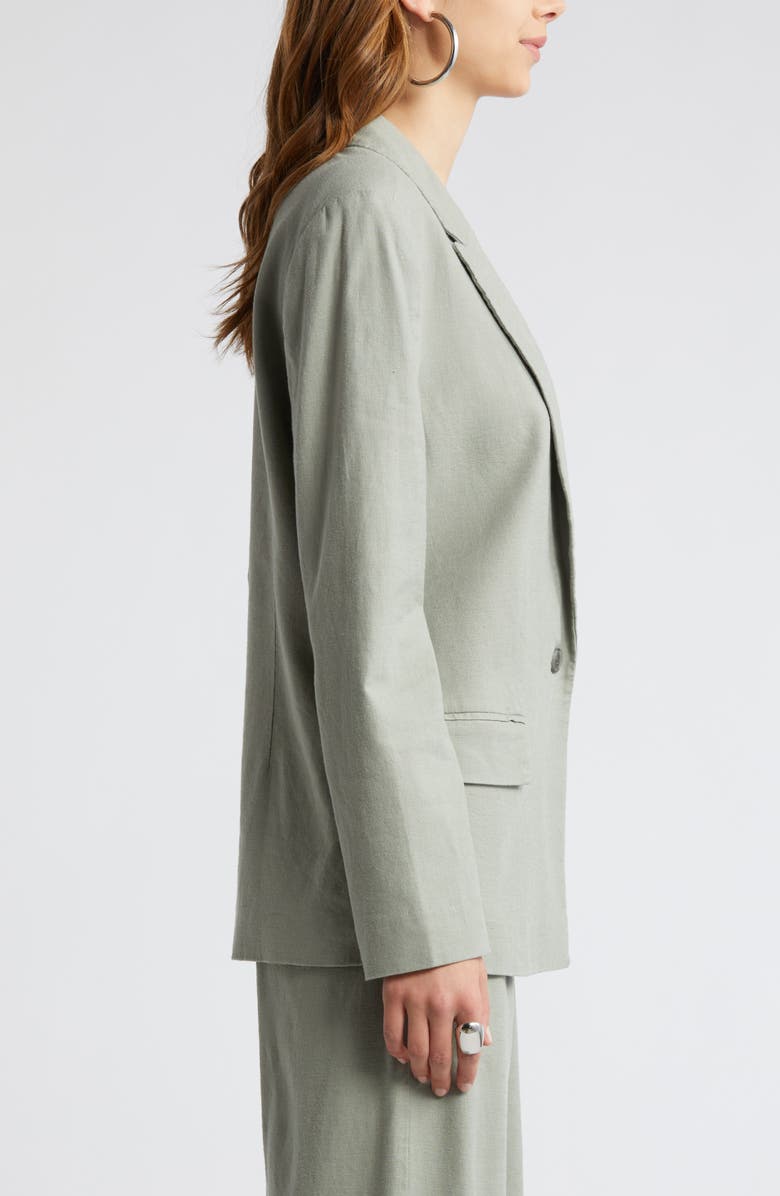 Open Edit Linen Blend Blazer, Alternate, color, Green Halo