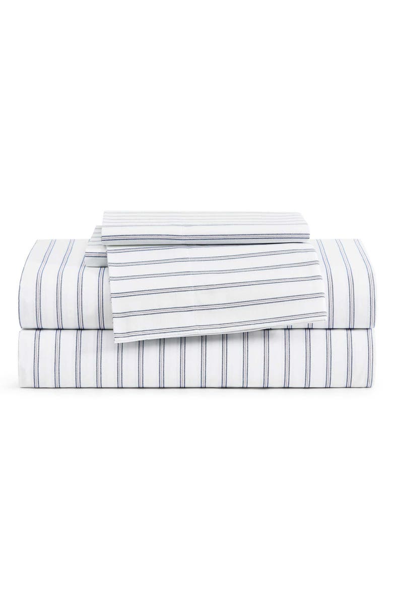 Tommy Hilfiger Joshua Tree Stripe Cotton Percale Sheet Set, Main, color, White/ Dark Blue/ Red