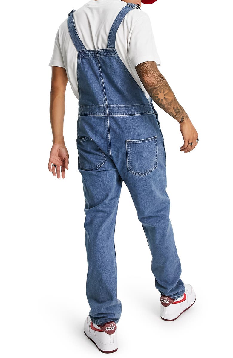 ASOS DESIGN Denim Overalls, Alternate, color, Mid Blue