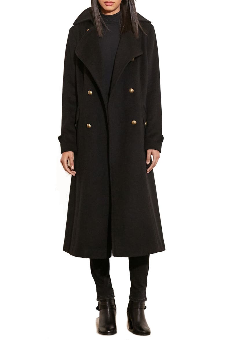 Wool Blend Maxi Coat, Main, color, BLACK