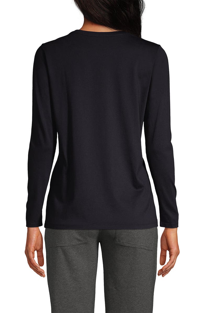 Lands' End Relaxed Supima Cotton Long Sleeve Crew Neck T-Shirt, Alternate, color, Black