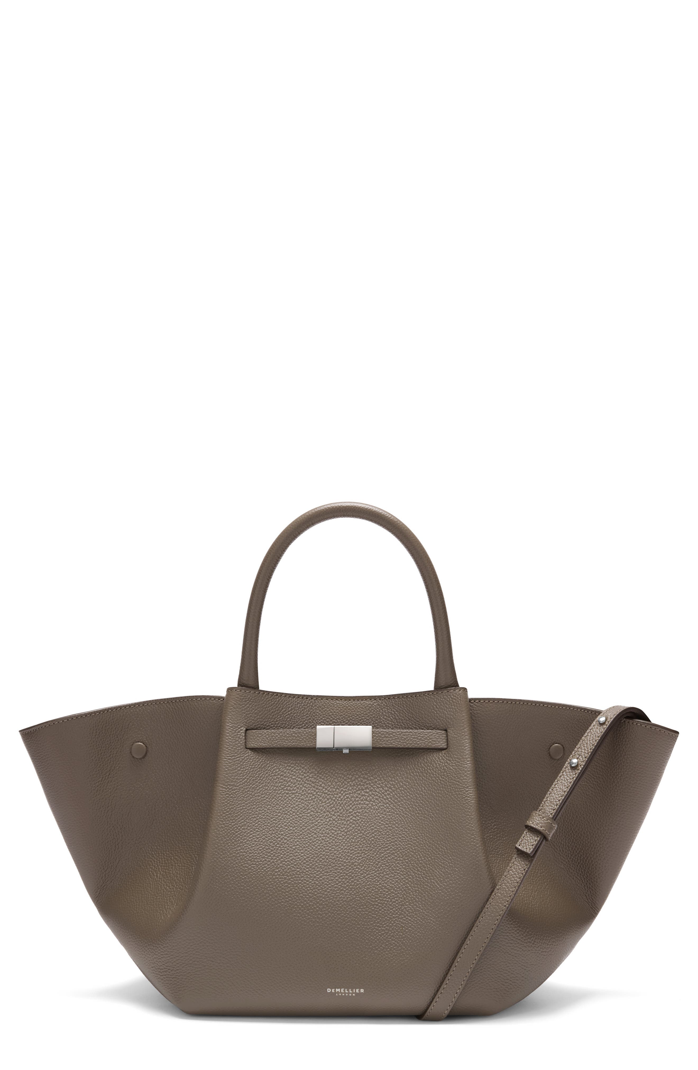 Midi The New York Leather Tote, Main, color, DARK TAUPE