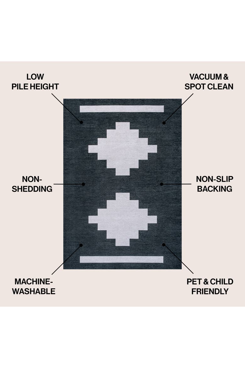 Adriel Geometric Medallion Machine-Washable Area Rug, Alternate, color, Navy/Light Gray