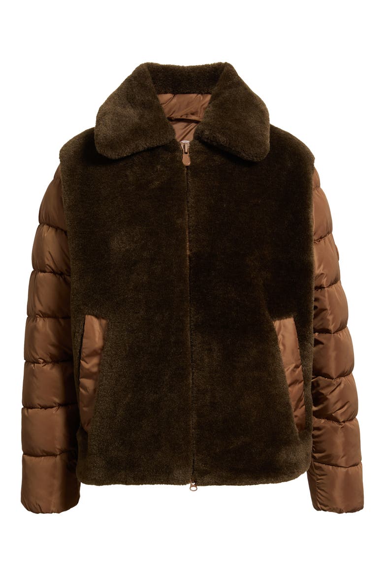 Hana Faux Fur Mixed Media Jacket, Alternate, color, SOIL BROWN
